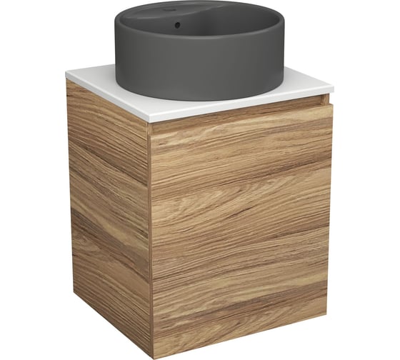 Тумба Bauedge Bau Dream Blackwood 50 с дверцей, раковина BAU Element D41, темно-серая SD3123 1