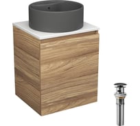 Тумба Bauedge Bau Dream Blackwood 50 с дверцей, раковина BAU Element D41, темно-серая, выпуск клик-клак черный SD3130