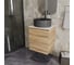 Тумба Bauedge Bau Dream Blackwood 50 с дверцей, раковина BAU Element D41, темно-серая, смеситель Hotel Dream Black, нерж. сталь, черный SD3127 7