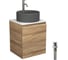 Тумба Bauedge Bau Dream Blackwood 50 с дверцей, раковина BAU Element D41, темно-серая, смеситель Hotel Dream, нерж. сталь, выпуск клик-клак, белый SD3135 1
