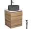 Тумба Bauedge Bau Dream Blackwood 50 с дверцей, раковина BAU Element D41, темно-серая, смеситель Hotel Dream Black, нерж. сталь, черный, выпуск клик-клак черный SD3136 1