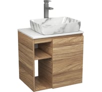 Тумба Bauedge Bau Dream Blackwood 60 правая, раковина BAU Hotel 51х39, мрамор, смеситель для раковины высокий Hotel Still, нержавеющая сталь SD3266