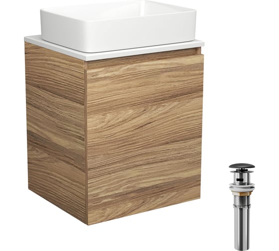 Тумба Bauedge Bau Dream Blackwood 50 с дверцей, раковина BAU Hotel, выпуск клик-клак, черный SD3031 1