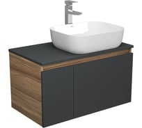 Комплект для ванной Bauedge 3 предмета (тумба Bau Dream 80, графит + раковина накладная BAU Stil 50х40, смеситель высокий Hotel Still) BD2195