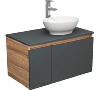 Комплект для ванной Bauedge 3 предмета (тумба Bau Dream 80, графит + раковина накладная BAU Nimb 41х33, смеситель высокий Hotel Still) BD2275