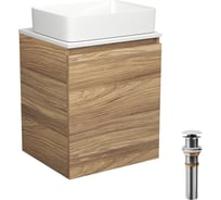 Тумба Bauedge Bau Dream Blackwood 50 с дверцей, раковина BAU Hotel, выпуск клик-клак, белый SD3030