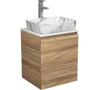 Тумба Bauedge Bau Dream Blackwood 50 с дверцей, раковина BAU Hotel, мрамор, смеситель для раковины высокий Hotel Still, нержавеющая сталь SD3078