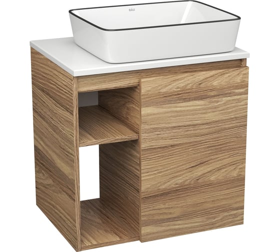 Тумба Bauedge Bau Dream Blackwood 60 правая, раковина BAU Hotel Black Rand 48х37 SD3243 1