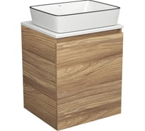 Тумба Bauedge Bau Dream Blackwood 50 с дверцей, раковина BAU Hotel Black Rand 48х37 SD3055