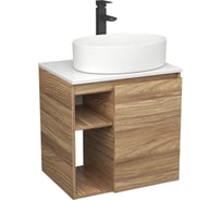 Тумба Bauedge Bau Dream Blackwood 60 правая, раковина BAU Nimb 50х36, смеситель для раковины высокий Hotel Black, черный SD3229