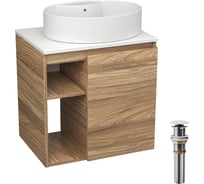 Тумба Bauedge Bau Dream Blackwood 60 правая, раковина BAU Nimb 51х41 белая, выпуск клик клак белый SD3345
