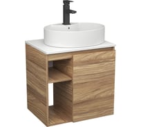 Тумба Bauedge Bau Dream Blackwood 60 правая, раковина BAU Nimb 51х41 белая, смеситель Hotel Black, черный SD3341