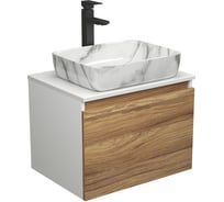 Комплект для ванной Bauedge 3 предмета (тумба Bau Dream Blackwood 60 + раковина BAU Hotel 48x37, мрамор, смеситель высокий Hotel Black) BD1691