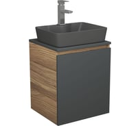 Тумба Bauedge Bau Dream Blackwood 50 графит, раковина BAU Cerama 48х37 темно-серая матовая, смеситель Hotel Still, нерж. сталь SD4180