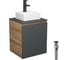 Тумба Bauedge Bau Dream Blackwood 50 графит, раковина BAU Cerama Mini белая, смеситель Hotel Black, черный, выпуск клик-клак черный SD4203 1