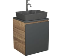 Тумба Bauedge Bau Dream Blackwood 50 графит, раковина BAU Cerama 48х37 темно-серая матовая, смеситель Hotel Dream, нерж. сталь SD4182