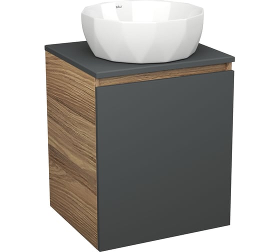 Тумба Bauedge Bau Dream Blackwood 50 графит, раковина BAU Diamond D40 SD4100