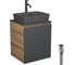 Тумба Bauedge Bau Dream Blackwood 50 графит, раковина BAU Cerama 48х37 темно-серая матовая, смеситель Hotel Dream Black, нерж. сталь, черный, выпуск клик-клак черный SD4192 1