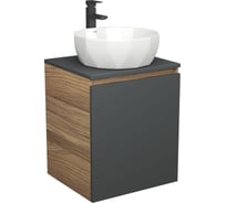 Тумба Bauedge Bau Dream Blackwood 50 графит, раковина BAU Diamond D40, смеситель для раковины высокий Hotel Black, черный SD4104