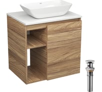 Тумба Bauedge Bau Dream Blackwood 60 правая, раковина BAU Spectrum mini 47х24 выпуск клик клак, хром SD3208