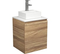 Тумба Bauedge Bau Dream Blackwood 50 с дверцей, раковина BAU Cerama Mini белая, смеситель Hotel Still, нерж. сталь SD3194