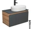 Тумба Bauedge Bau Dream Blackwood 80 графит, 1 ящик, дверца, раковина овальная BAU Nimb 55х35, смеситель Hotel Stil черный, выпуск клик клак, черный BD2934 1