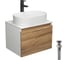 Тумба Bauedge Bau Dream Blackwood 60, 1 ящик, раковина овальная BAU Nimb 55х35, смеситель Hotel Stil черный, выпуск клик клак, черный BD2914 1