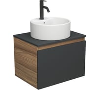 Комплект для ванной Bauedge 3 предмета (тумба Bau Dream 60, графит + раковина накладная BAU Element D40, с отверстием под смеситель, смеситель Dream Black) BD2130