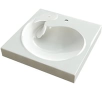 Раковина над стиральной машиной Bauedge BAU Omega 60x60, литьевой мрамор в комплекте с кронштейнами и сифоном, белый глянец MY2010