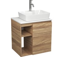 Тумба Bauedge Bau Dream Blackwood 60 правая, раковина BAU Cerama 48х37 белая, смеситель Hotel Dream нерж. сталь SD3356