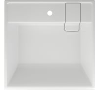 Раковина над стиральной машиной Bauedge BAU Stil литьевой мрамор в комплекте с выпуском и кронштейнами, белый глянец MRY0003