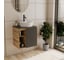 Тумба Bauedge Bau Dream Blackwood 60 правая, графит, раковина BAU Element Cristal D40, белая, смеситель Hotel Dream Black черный SD4329 10