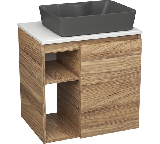 Тумба Bauedge Bau Dream Blackwood 60 правая, раковина BAU Cerama 48х37 темно-серая матовая SD3367