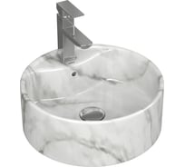 Раковина накладная со смесителем Bauedge и выпуском BAU Element D41, мрамор + смеситель Hotel Still, выпуск клик-клак хром YBD2589