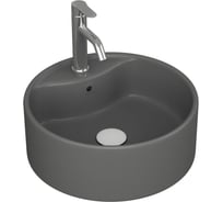 Раковина накладная со смесителем Bauedge и выпуском BAU Element D41, темно-серый матовый + смеситель Dream, выпуск клик-клак белый YBD2579