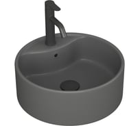 Раковина накладная со смесителем Bauedge и выпуском BAU Element D41, темно-серый матовый + смеситель Dream Black, выпуск клик-клак черный YBD2580