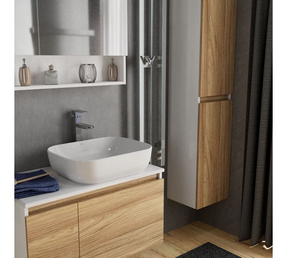 Раковина прямоугольная накладная Bauedge BAU Stil 50х40, белая BS0003