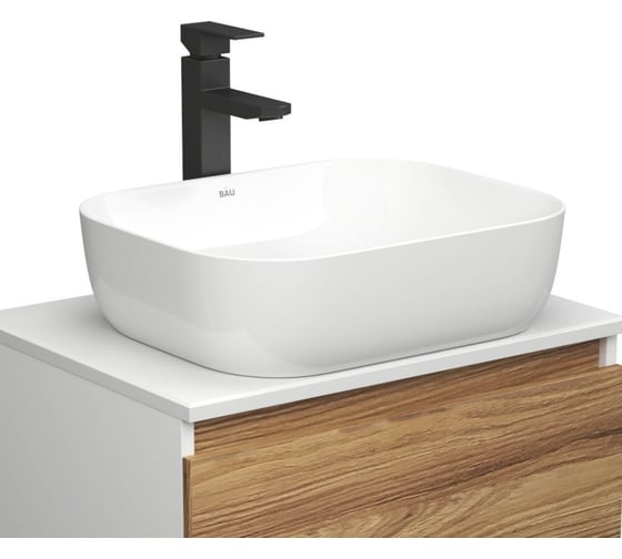 Раковина прямоугольная накладная Bauedge BAU Stil 50х40, белая BS0003