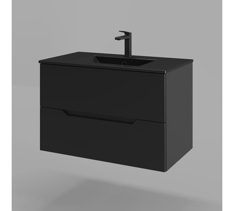 Подвесная тумба с раковиной ORANGE Line черный матовый Li-80Tub+BLRA