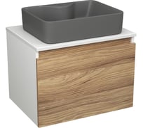 Комплект Bauedge тумба Bau Dream Blackwood 60, 1 ящик, раковина BAU Cerama 48x37, темно-серая BD2808