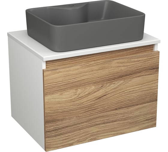 Комплект Bauedge тумба Bau Dream Blackwood 60, 1 ящик, раковина BAU Cerama 48x37, темно-серая BD2808