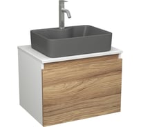 Комплект Bauedge тумба Bau Dream Blackwood 60, 1 ящик, раковина BAU Cerama 48х37, темно-серая, смеситель Hotel Dream, нерж. сталь BD2811
