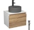 Комплект Bauedge тумба Bau Dream Blackwood 60, 1 ящик, раковина круглая BAU Element D41, темно-серая, смеситель Hotel Black, черный матовый, выпуск клик клак BD2804 1