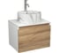 Комплект Bauedge тумба Bau Dream Blackwood 60, 1 ящик, раковина круглая накладная BAU Element D41, мрамор, смеситель Hotel Dream, нерж. сталь BD2958 1