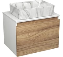 Комплект Bauedge тумба Bau Dream Blackwood 60, 1 ящик, раковина прямоугольная BAU Cerama 48x37, мрамор BD2983