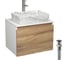 Комплект Bauedge тумба Bau Dream Blackwood 60, 1 ящик, раковина прямоугольная BAU Hotel 48x37, мрамор, смеситель Hotel Stil, нерж. сталь, выпуск клик клак, ч BD3017 1
