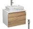 Комплект Bauedge тумба Bau Dream Blackwood 60, 1 ящик, раковина прямоугольная BAU Hotel 48x37, мрамор, смеситель Hotel Stil, нерж. сталь, выпуск клик клак, х BD3018 1