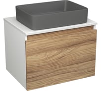 Комплект Bauedge тумба Bau Dream Blackwood 60, 1 ящик, раковина прямоугольная BAU Hotel 48x37, темно-серая матовая BD3031