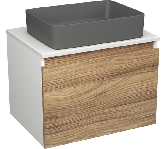 Комплект Bauedge тумба Bau Dream Blackwood 60, 1 ящик, раковина прямоугольная BAU Hotel 48x37, темно-серая матовая BD3031 1