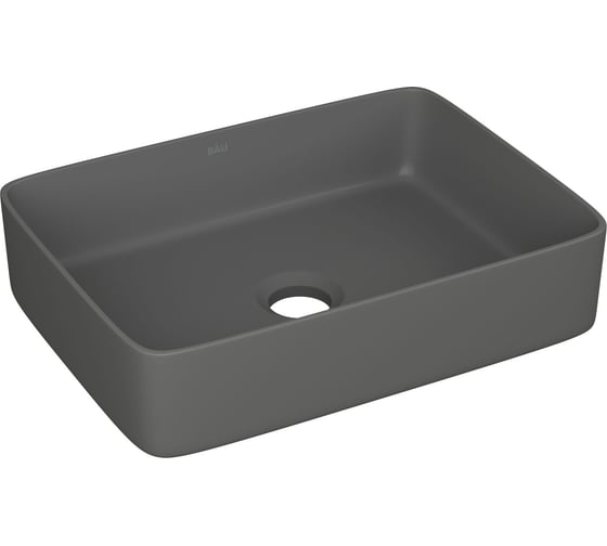 Комплект Bauedge тумба Bau Dream Blackwood 60, 1 ящик, раковина прямоугольная BAU Hotel 48x37, темно-серая матовая, выпуск клик клак, хром BD3036
